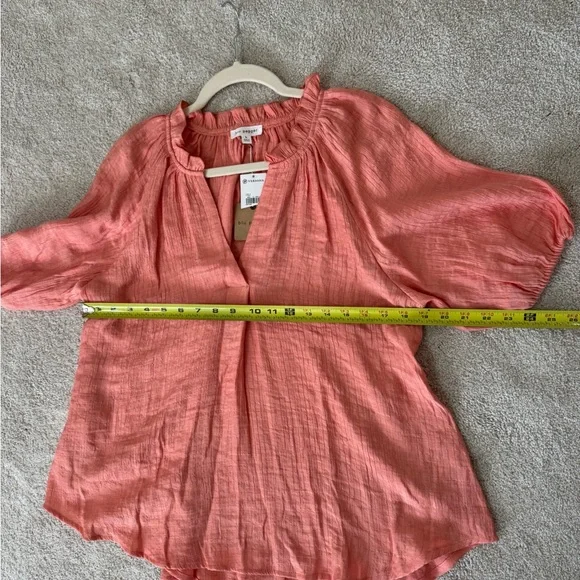 Blu Pepper from Versona NWT Large Gauze Peasant Top Melon Color - Picture 7 of 11